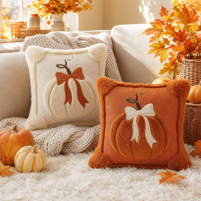Housse de Coussin Automne & Citrouilles